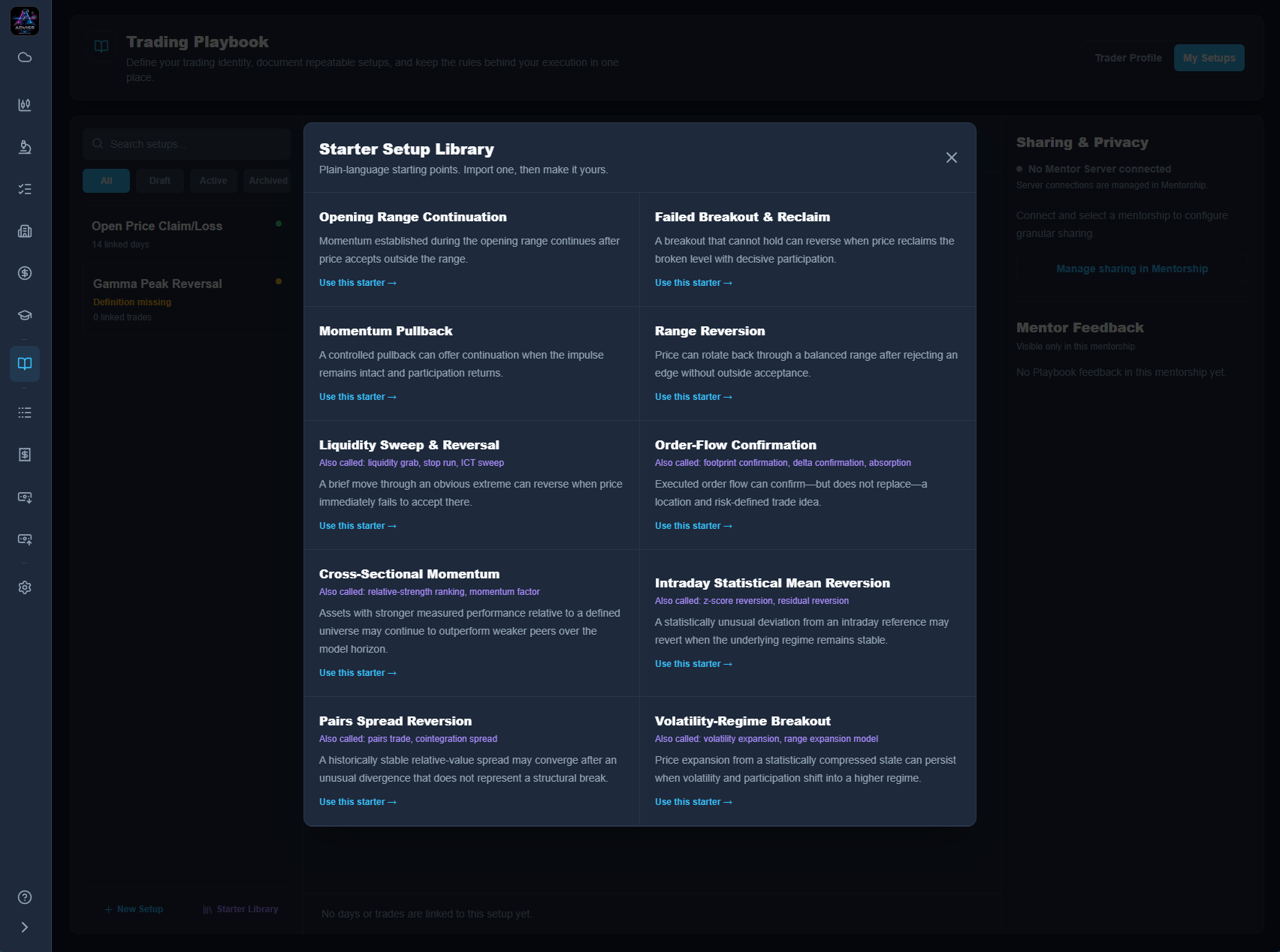 Starter Setup Library with setup templates to add to your Playbook.